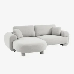 3-Sitzer Ecksofa mit Stoffbezug und runden Füßen, Recamiere links