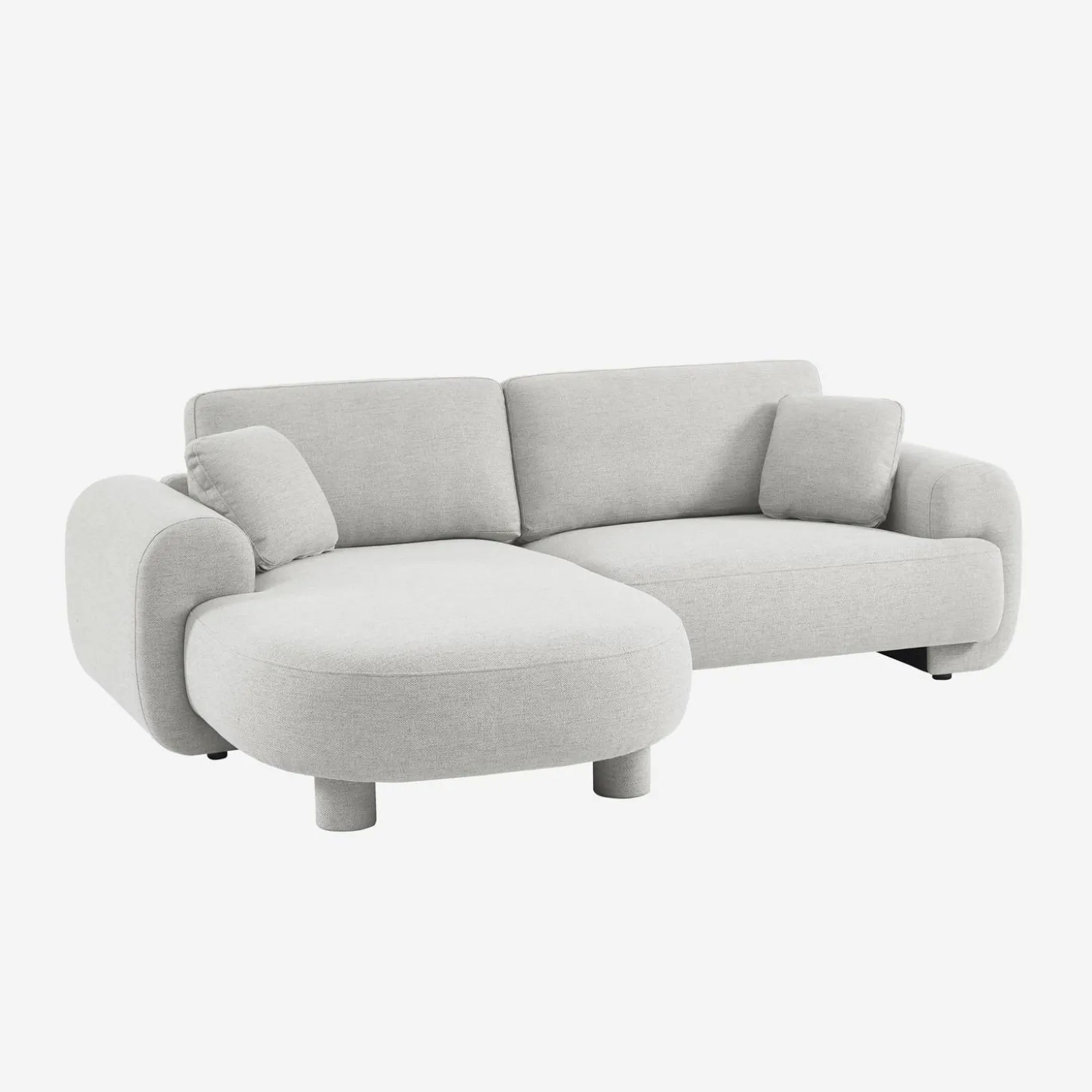 3-Sitzer Ecksofa mit Stoffbezug und runden Füßen, Recamiere links