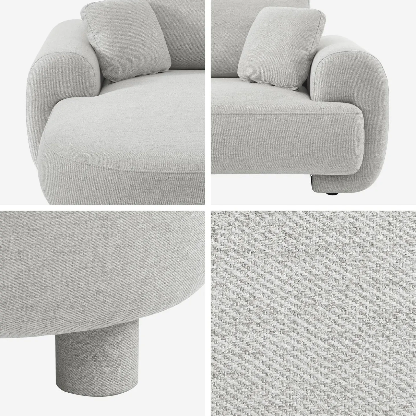 3-Sitzer Ecksofa mit Stoffbezug und runden Füßen, Recamiere links