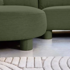 3-Sitzer Ecksofa mit Stoffbezug und runden Füßen, Recamiere links