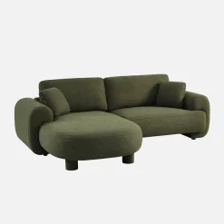 3-Sitzer Ecksofa mit Stoffbezug und runden Füßen, Recamiere links