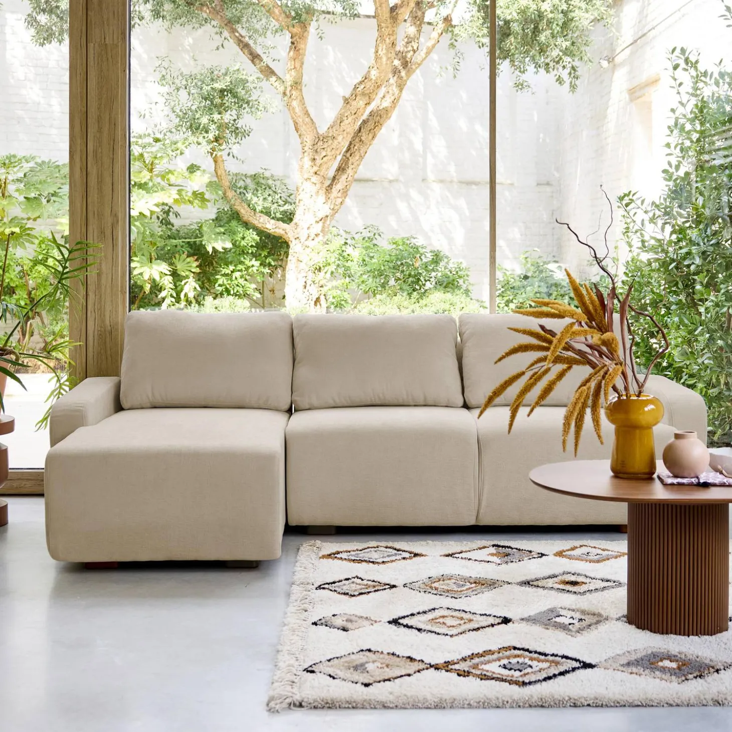 3-Sitzer Ecksofa Recamiere links mit Stoffbezug