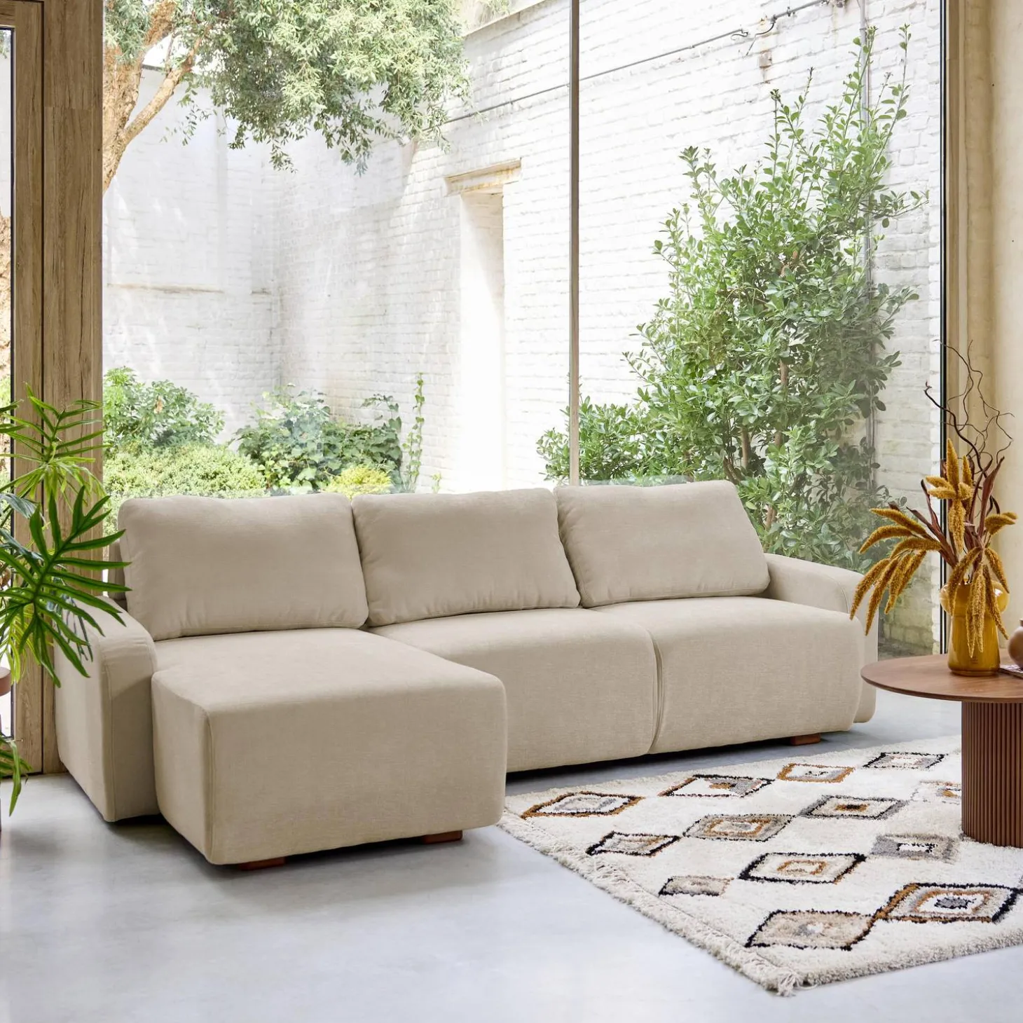 3-Sitzer Ecksofa Recamiere links mit Stoffbezug
