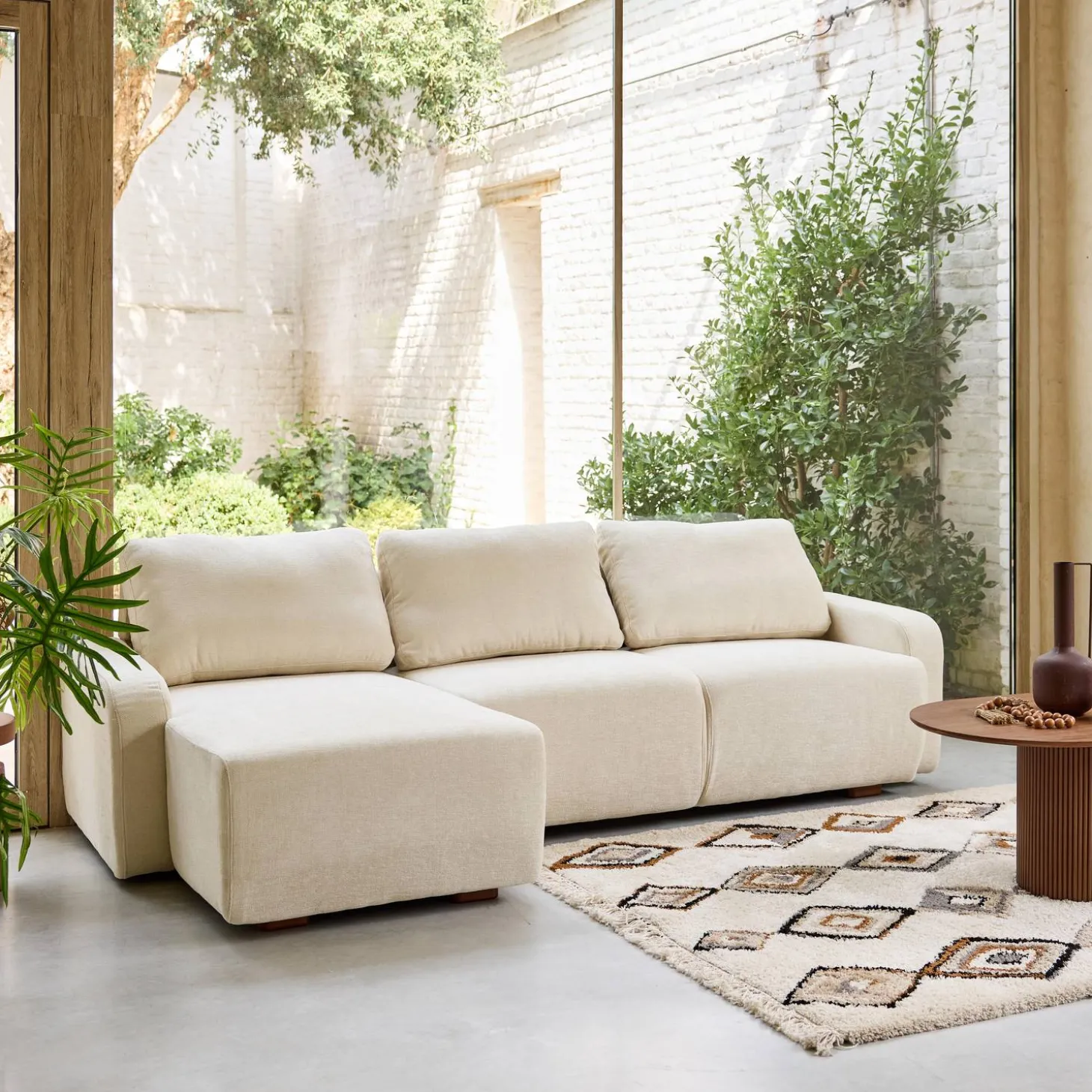 3-Sitzer Ecksofa Recamiere links mit Stoffbezug