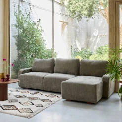 3-Sitzer Ecksofa Recamiere rechts mit Stoffbezug