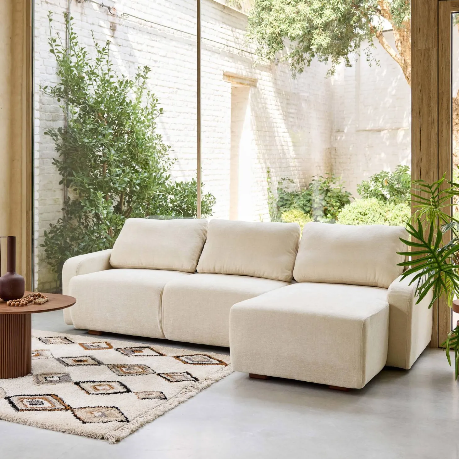 3-Sitzer Ecksofa Recamiere rechts mit Stoffbezug
