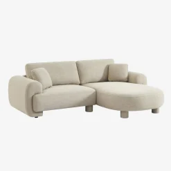 3-Sitzer Ecksofa Recamiere rechts mit Stoffbezug, runde Füße