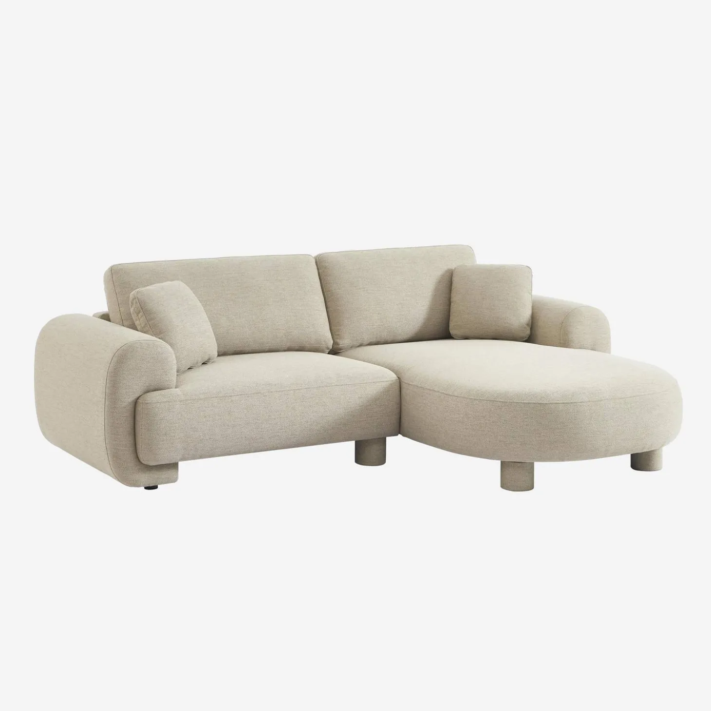 3-Sitzer Ecksofa Recamiere rechts mit Stoffbezug, runde Füße