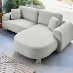 3-Sitzer Ecksofa Recamiere rechts mit Stoffbezug, runde Füße