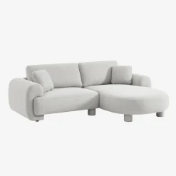 3-Sitzer Ecksofa Recamiere rechts mit Stoffbezug, runde Füße