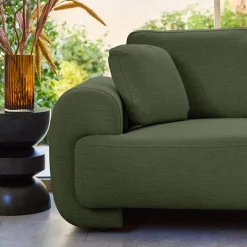 3-Sitzer Ecksofa Recamiere rechts mit Stoffbezug, runde Füße