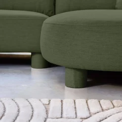 3-Sitzer Ecksofa Recamiere rechts mit Stoffbezug, runde Füße