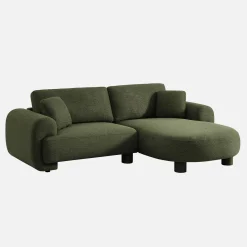 3-Sitzer Ecksofa Recamiere rechts mit Stoffbezug, runde Füße