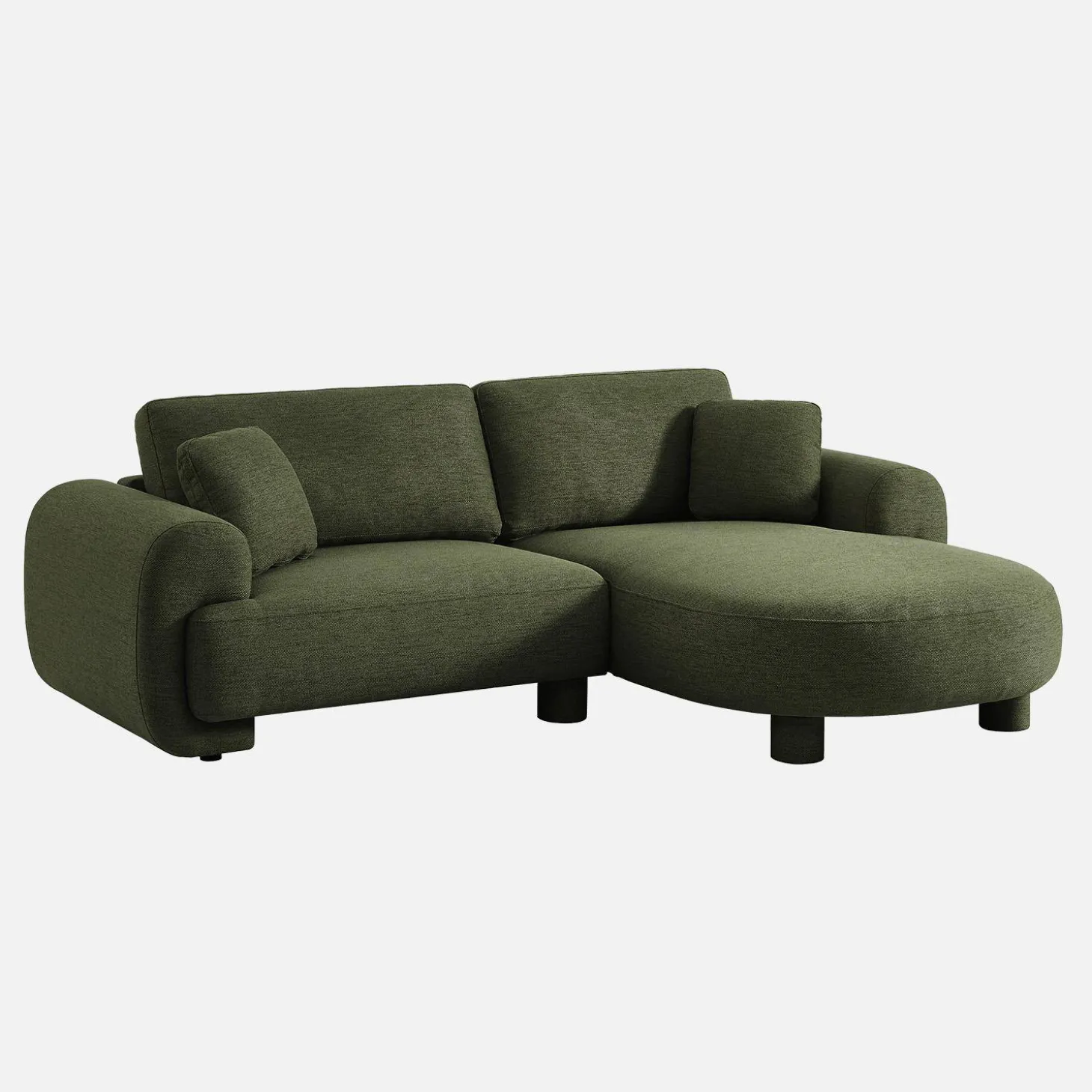 3-Sitzer Ecksofa Recamiere rechts mit Stoffbezug, runde Füße