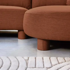 3-Sitzer Ecksofa Recamiere rechts mit Stoffbezug, runde Füße