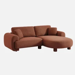 3-Sitzer Ecksofa Recamiere rechts mit Stoffbezug, runde Füße
