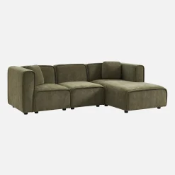 3-Sitzer Ecksofa Recamiere rechts Stoffbezug 2 quadratische Kissen
