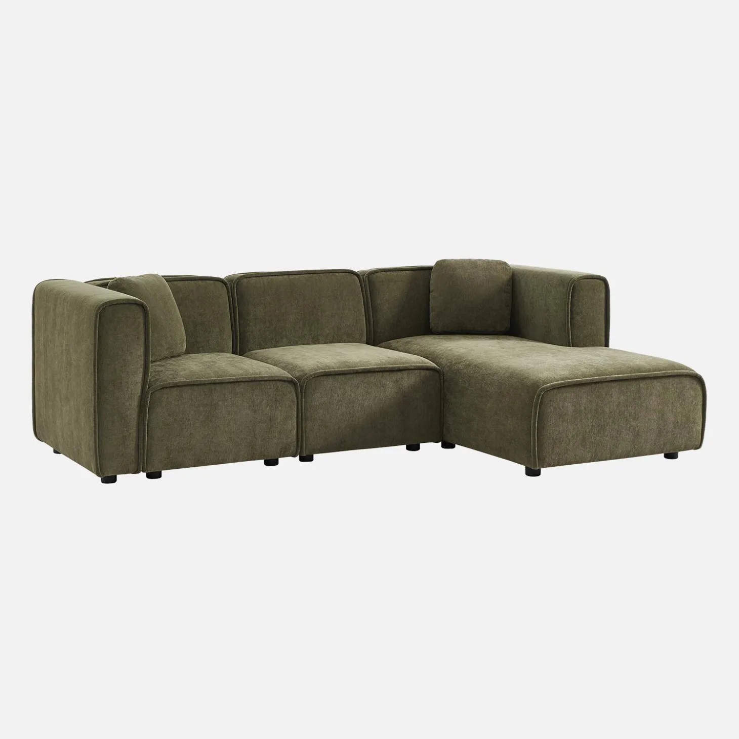 3-Sitzer Ecksofa Recamiere rechts Stoffbezug 2 quadratische Kissen