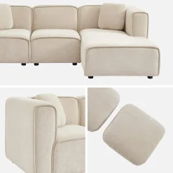 3-Sitzer Ecksofa Recamiere rechts Stoffbezug 2 quadratische Kissen