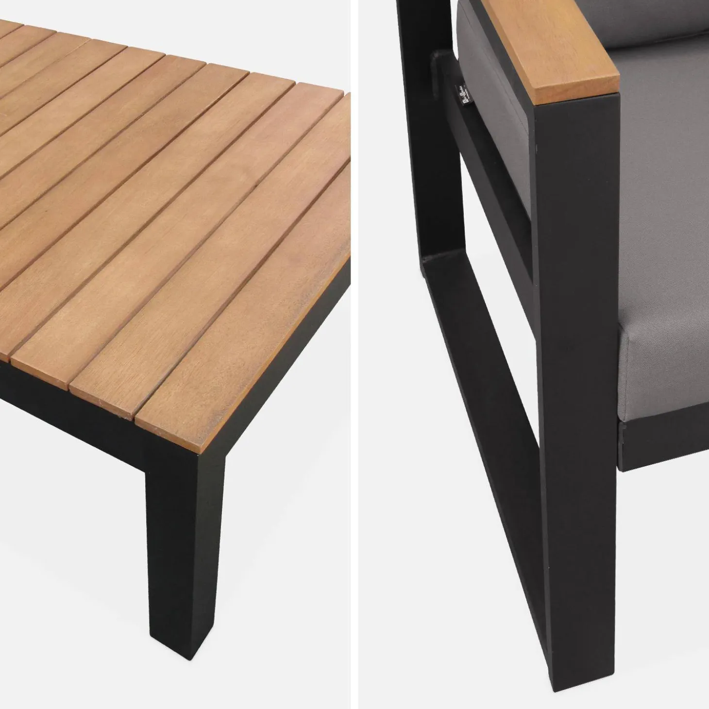 5-Sitzer Gartengarnitur aus Aluminium und Eukalyptus