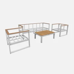 5-Sitzer Gartengarnitur aus Aluminium und Eukalyptus