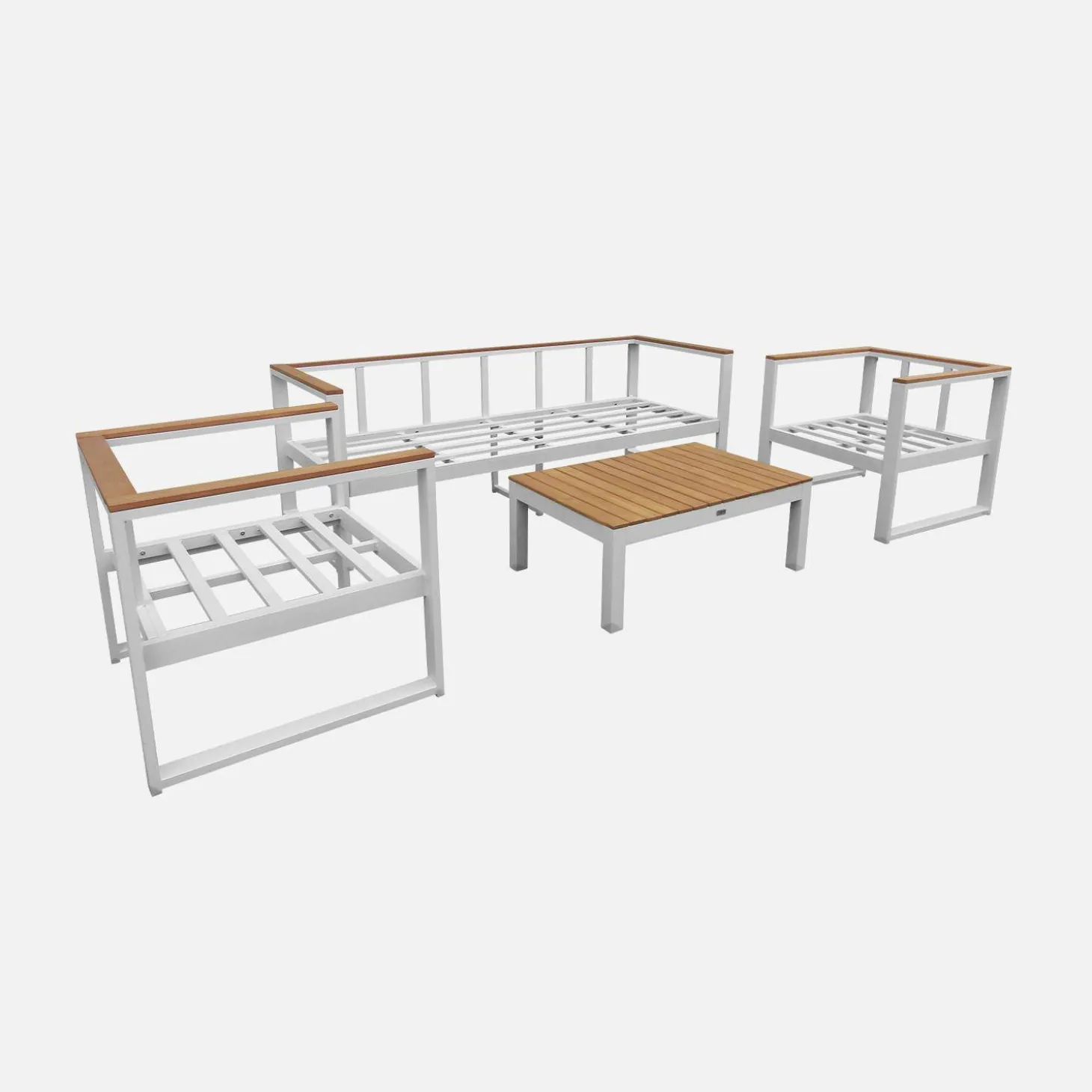 5-Sitzer Gartengarnitur aus Aluminium und Eukalyptus
