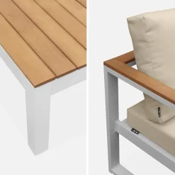 5-Sitzer Gartengarnitur aus Aluminium und Eukalyptus