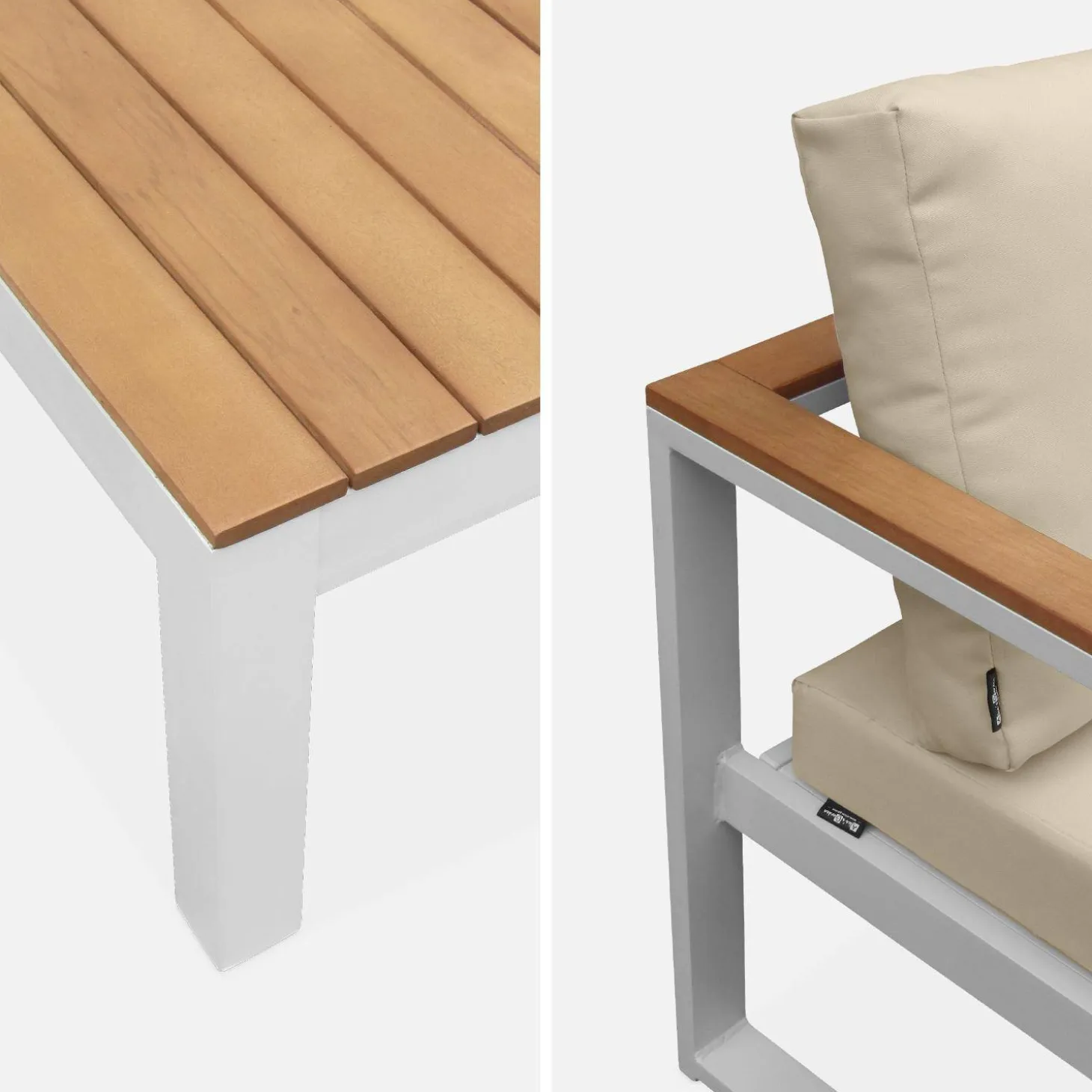 5-Sitzer Gartengarnitur aus Aluminium und Eukalyptus