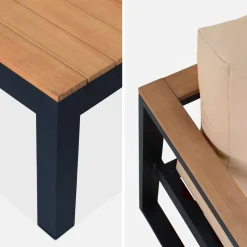 5-Sitzer Gartengarnitur aus Aluminium und Eukalyptus
