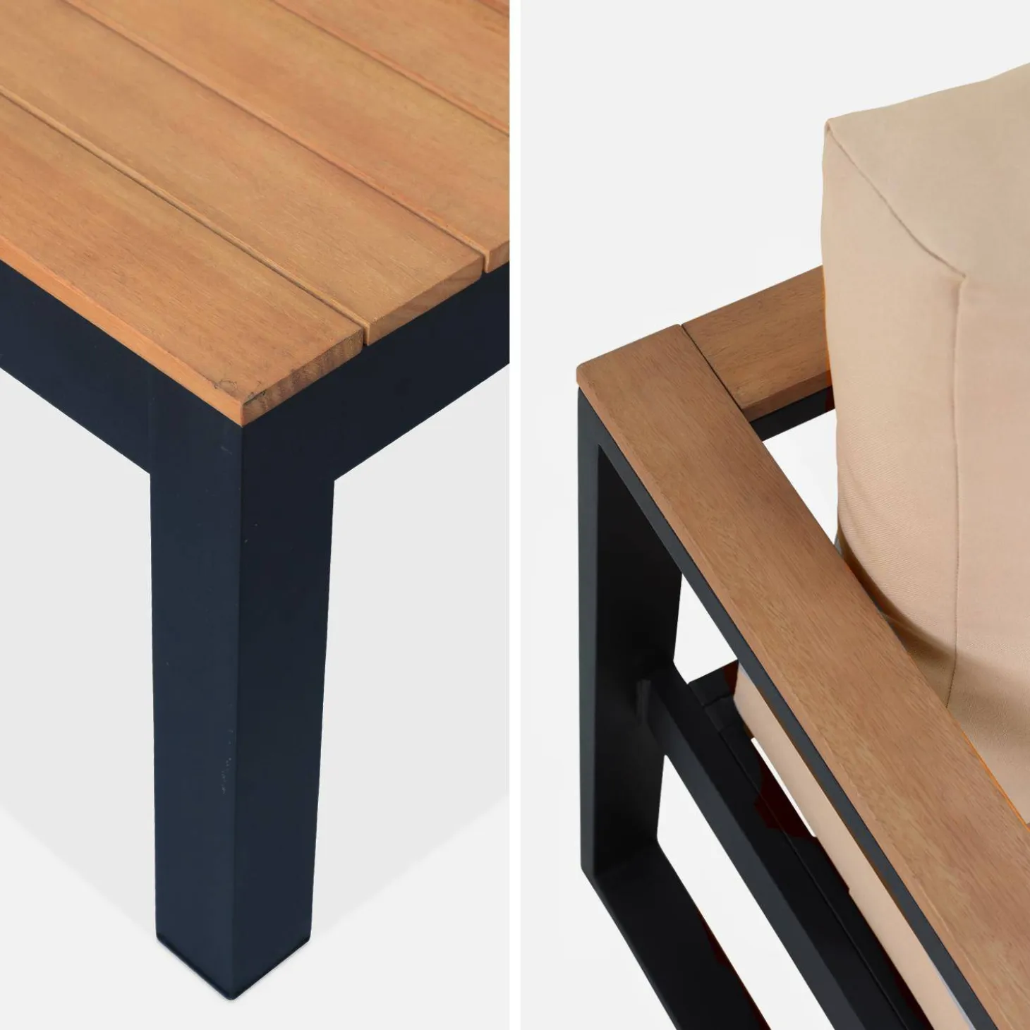 5-Sitzer Gartengarnitur aus Aluminium und Eukalyptus