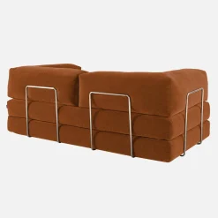 3-Sitzer-Schlafsofa im Vintage-Stil mit Cordbezug und verchromtem Außengestell