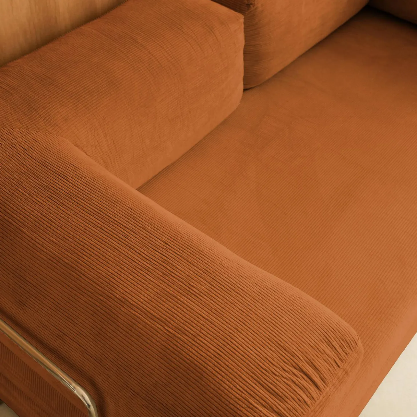3-Sitzer-Schlafsofa im Vintage-Stil mit Cordbezug und verchromtem Außengestell