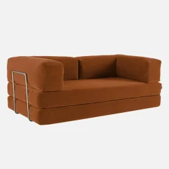3-Sitzer-Schlafsofa im Vintage-Stil mit Cordbezug und verchromtem Außengestell