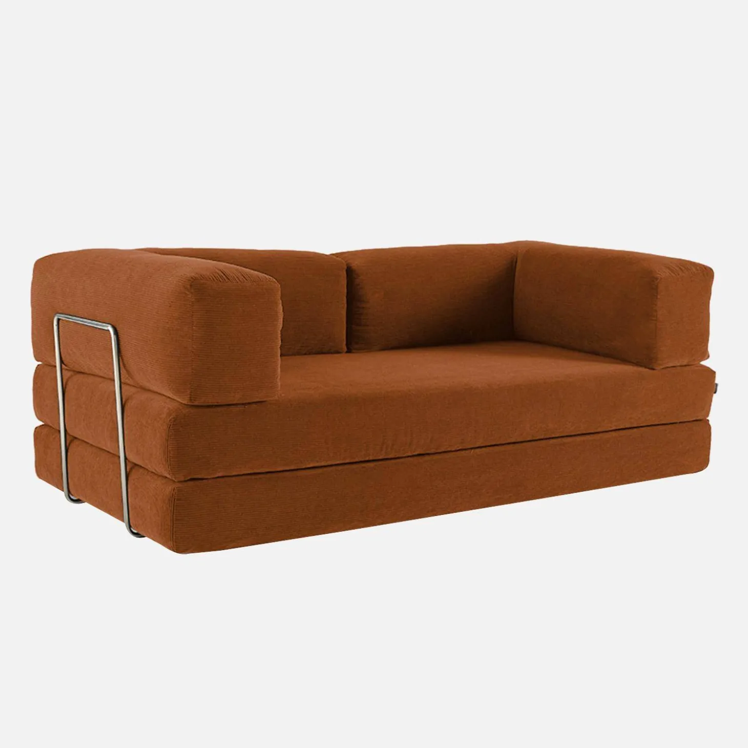 3-Sitzer-Schlafsofa im Vintage-Stil mit Cordbezug und verchromtem Außengestell