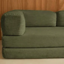 3-Sitzer-Schlafsofa im Vintage-Stil mit Cordbezug und verchromtem Außengestell