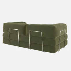 3-Sitzer-Schlafsofa im Vintage-Stil mit Cordbezug und verchromtem Außengestell