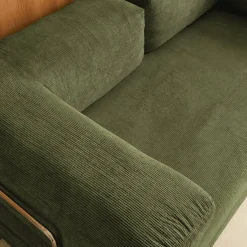 3-Sitzer-Schlafsofa im Vintage-Stil mit Cordbezug und verchromtem Außengestell