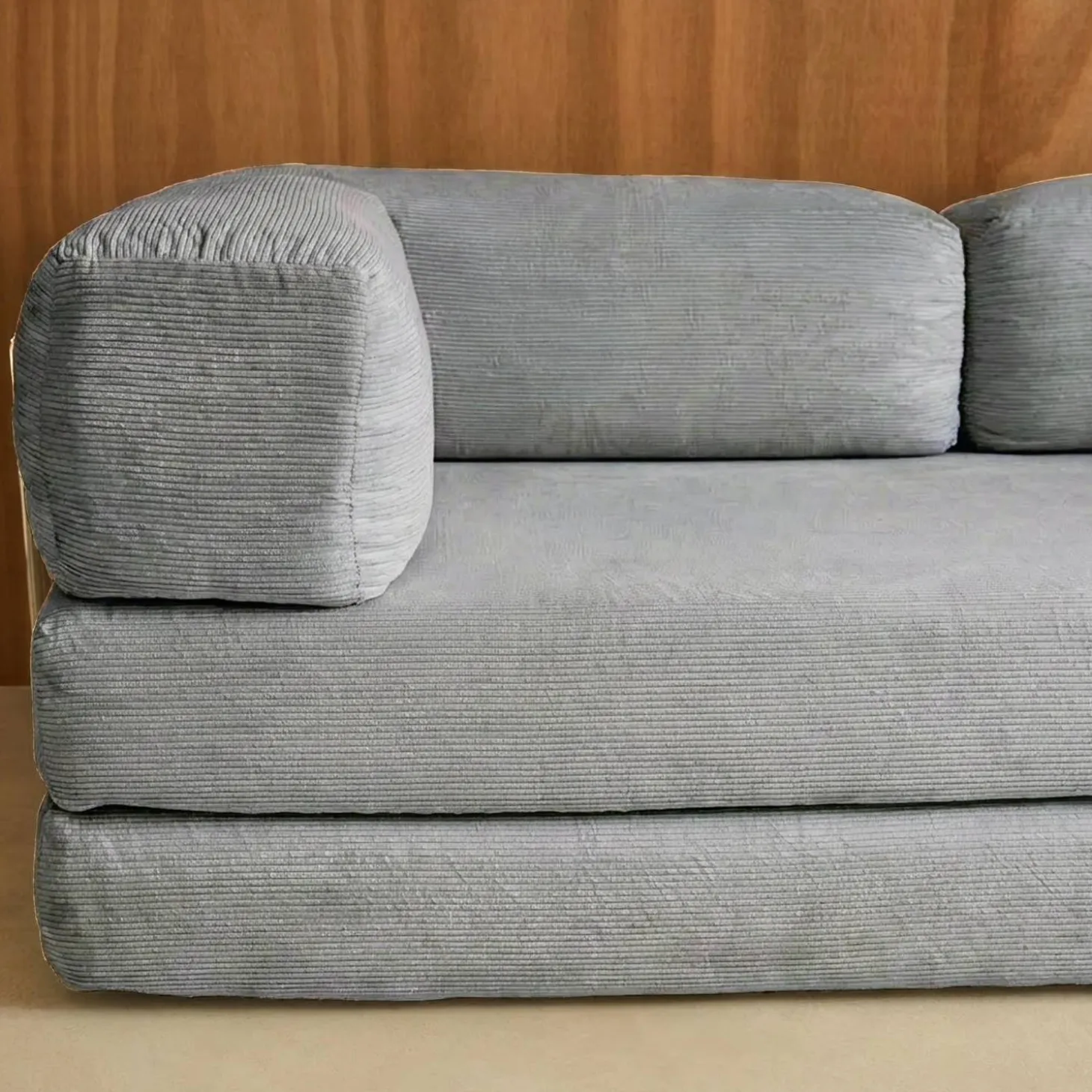 3-Sitzer-Schlafsofa im Vintage-Stil mit Cordbezug und verchromtem Außengestell