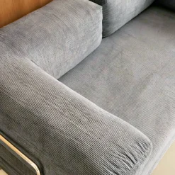 3-Sitzer-Schlafsofa im Vintage-Stil mit Cordbezug und verchromtem Außengestell