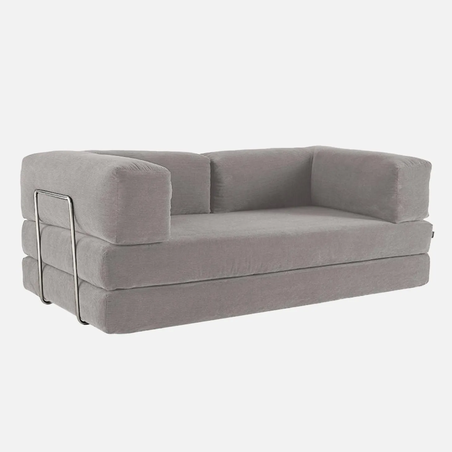 3-Sitzer-Schlafsofa im Vintage-Stil mit Cordbezug und verchromtem Außengestell