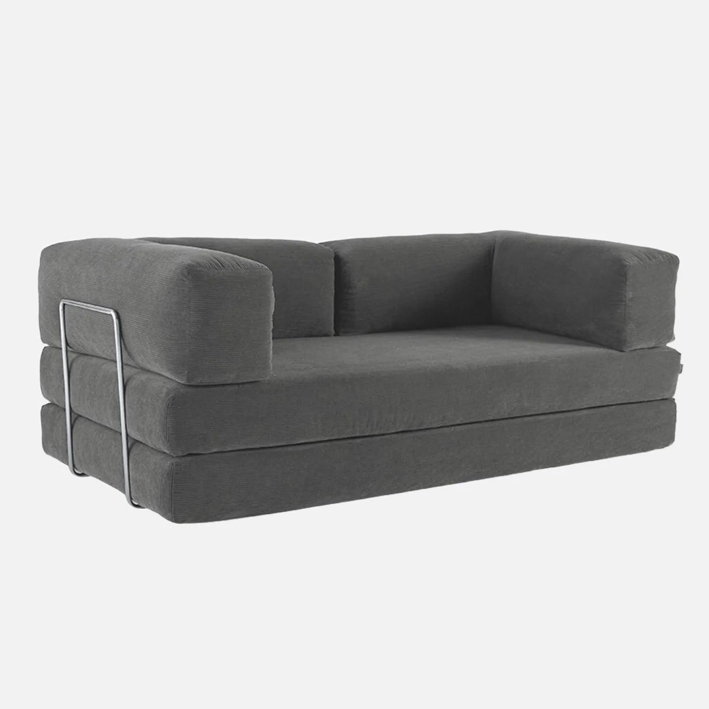 3-Sitzer-Schlafsofa im Vintage-Stil mit Cordbezug und verchromtem Außengestell