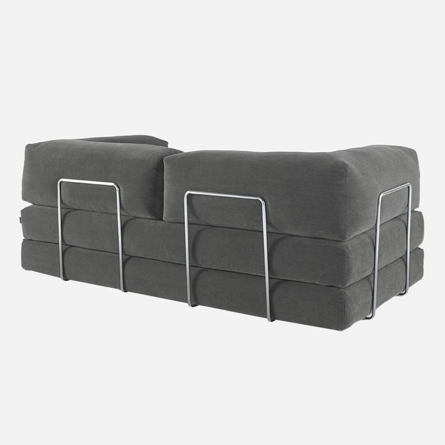 3-Sitzer-Schlafsofa im Vintage-Stil mit Cordbezug und verchromtem Außengestell