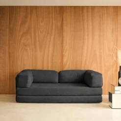 3-Sitzer-Schlafsofa im Vintage-Stil mit Cordbezug und verchromtem Außengestell