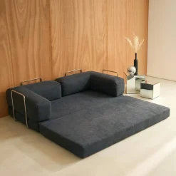 3-Sitzer-Schlafsofa im Vintage-Stil mit Cordbezug und verchromtem Außengestell