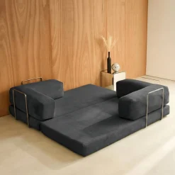 3-Sitzer-Schlafsofa im Vintage-Stil mit Cordbezug und verchromtem Außengestell