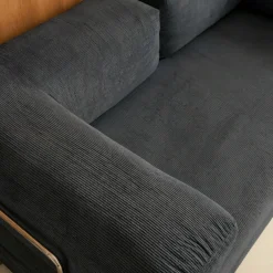 3-Sitzer-Schlafsofa im Vintage-Stil mit Cordbezug und verchromtem Außengestell