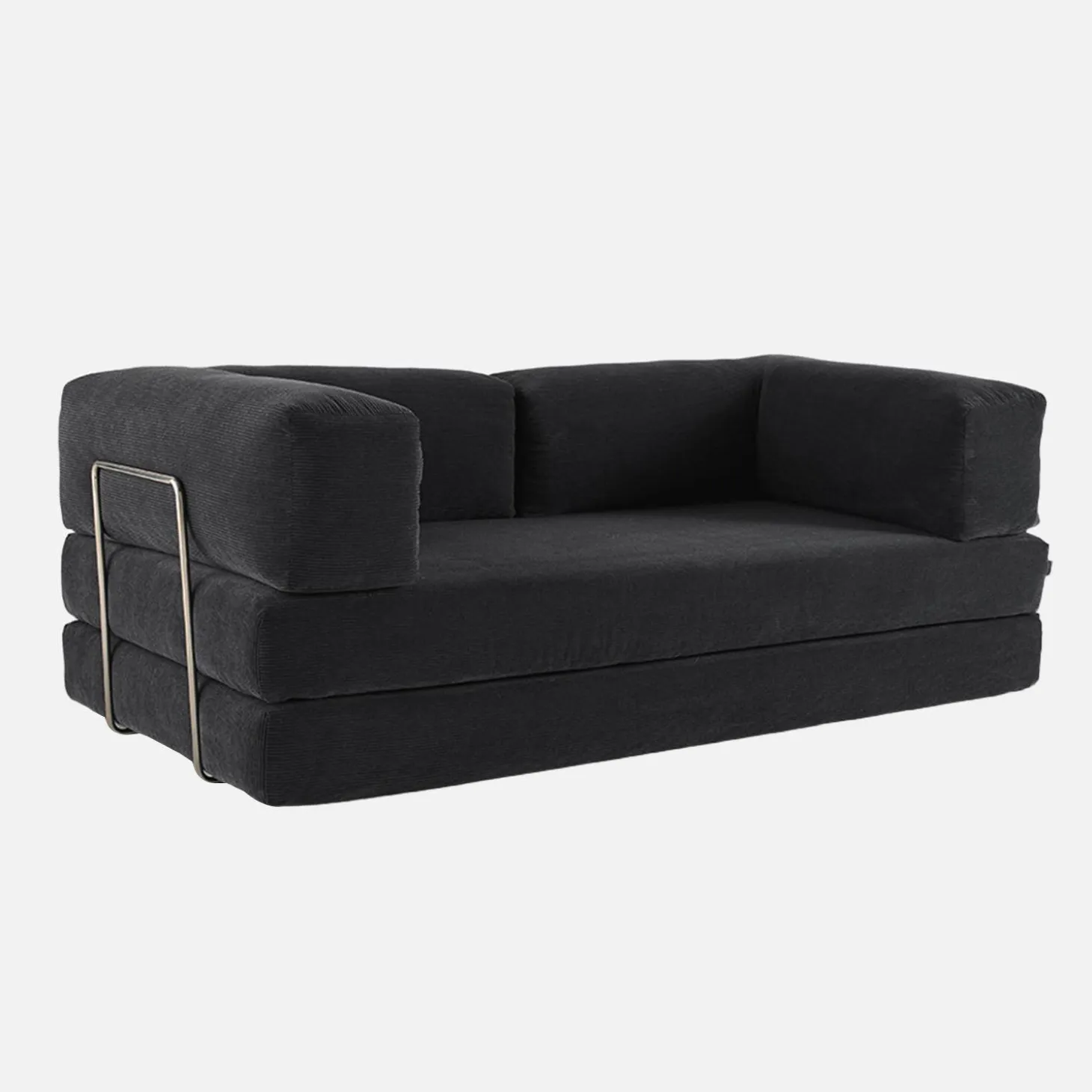 3-Sitzer-Schlafsofa im Vintage-Stil mit Cordbezug und verchromtem Außengestell
