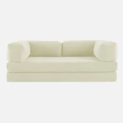 3-Sitzer-Schlafsofa im Vintage-Stil mit Cordbezug und verchromtem Außengestell