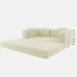 3-Sitzer-Schlafsofa im Vintage-Stil mit Cordbezug und verchromtem Außengestell