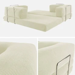 3-Sitzer-Schlafsofa im Vintage-Stil mit Cordbezug und verchromtem Außengestell